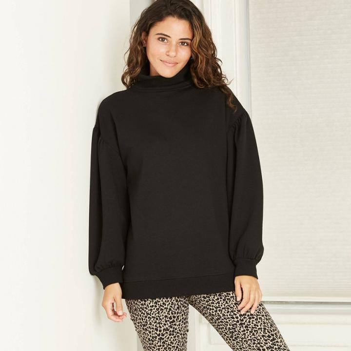 Women's Long Sleeve Mock Turtleneck T-shirt - A New Day Black