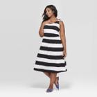 Women's Plus Size Striped Scoop Neck Maxi Dress - Who What Wear Black/white