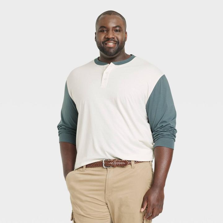 Men's Big & Tall Long Sleeve Henley T-shirt - Goodfellow & Co Off-white