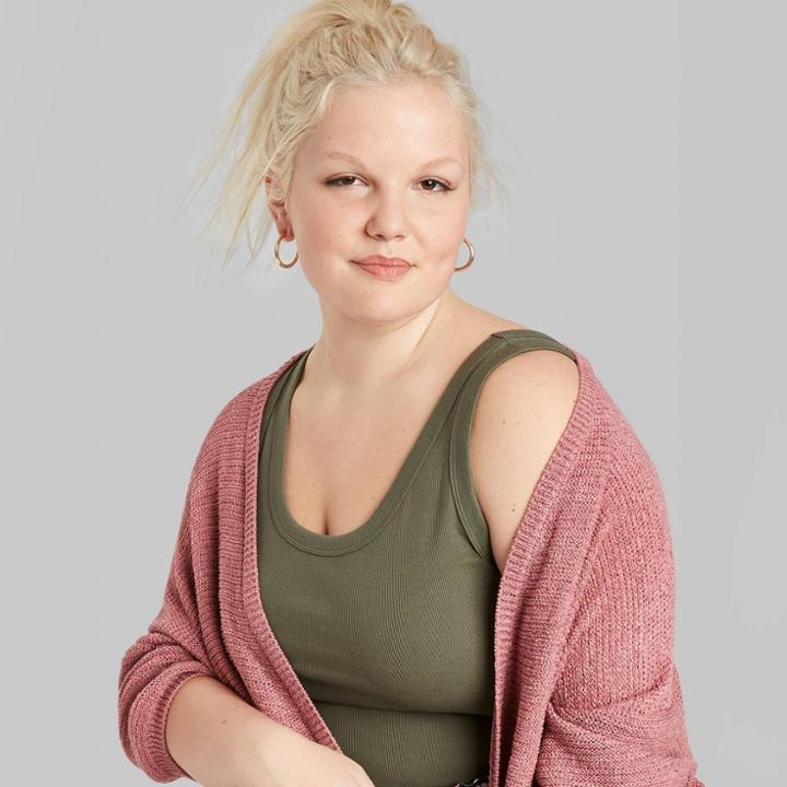 Women's Plus Size Round Neck Ribbed Tank Top - Wild Fable Olive 1x, Women's, Size: