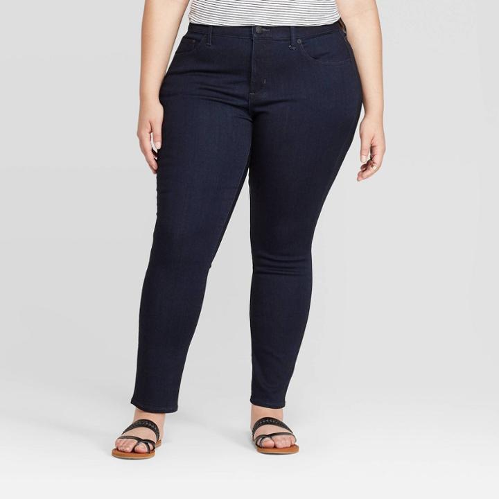 Women's Plus Size Mid-rise Skinny Jeans - Universal Thread Dark Blue