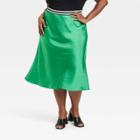 Women's Satin Skirt - Ava & Viv Green