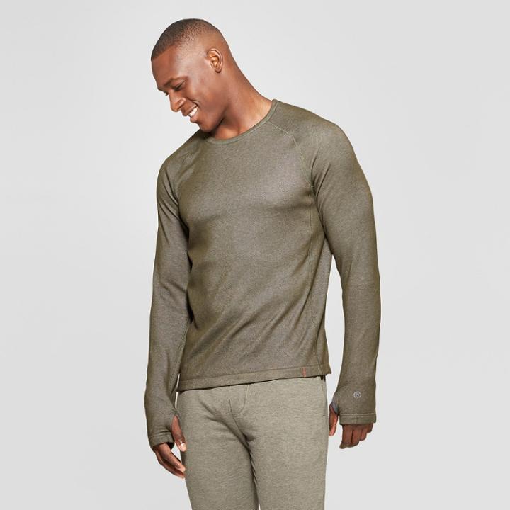 Men's Sweater Knit Crew Layer - C9 Champion Bottle Green Heather