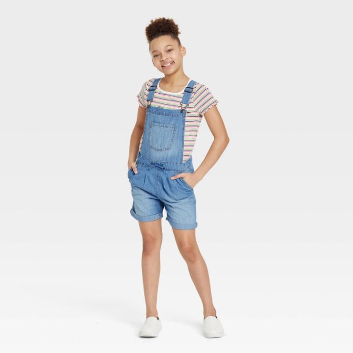 Girls' Lightweight Jean Shortalls - Cat & Jack Medium Wash