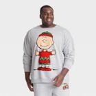 Adult Unisex Peanuts Plus Size Charlie Family Holiday Graphic Sweatshirt - Light Gray Wash