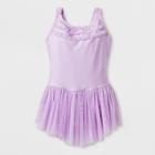Danshuz Toddler Girls' Camisole Style Activewear Dress With Scarf Style Straps And Bow - Lavender
