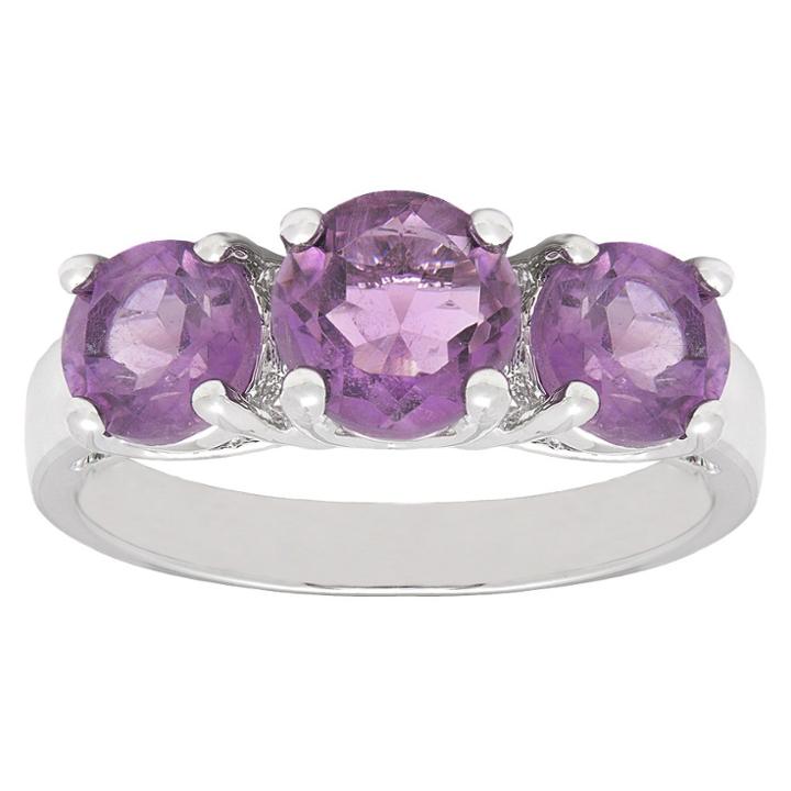 Target 2.25 Ct.t.w. Round-cut Amethyst 3-stone Prong Set Ring Silver Plated (size 7), Girl's, Purple
