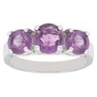 Target 2.25 Ct.t.w. Round-cut Amethyst 3-stone Prong Set Ring Silver Plated (size 7), Girl's, Purple