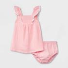 Baby Girls' Solid Sleeveless Dress - Cat & Jack Light Pink Newborn