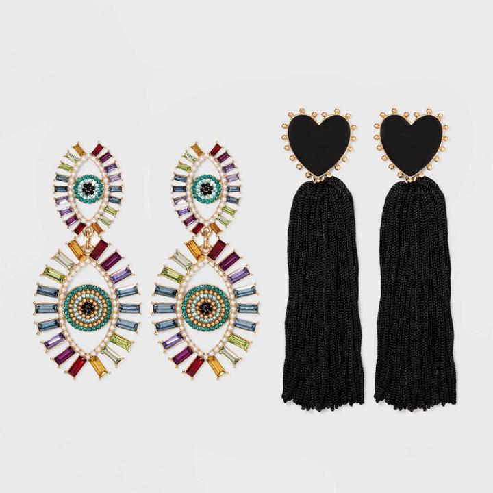 Sugarfix By Baublebar Heart Tassel And Eye Statement Earring