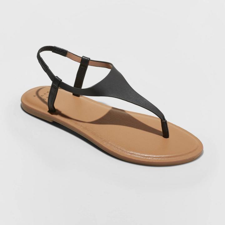 Women's Norah T-strap Naked Sandals - A New Day Black