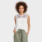 Women's Embroidered Tank Top - Knox Rose Ivory