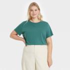 Women's Plus Size Short Sleeve T-shirt - A New Day Teal