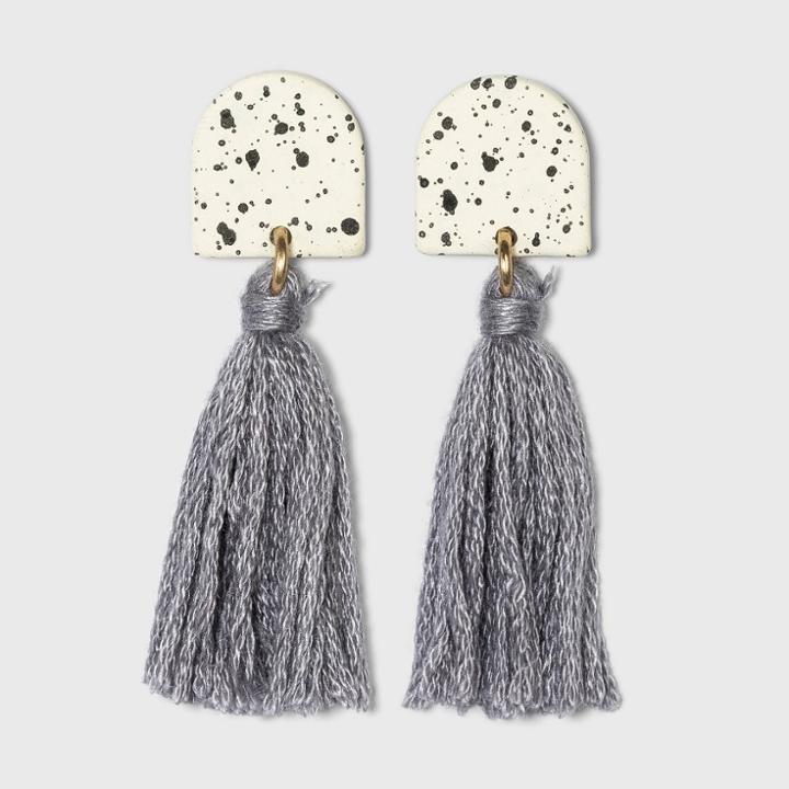 Speckled Half Moon And Tassel Drop Earrings - Universal Thread Ivory