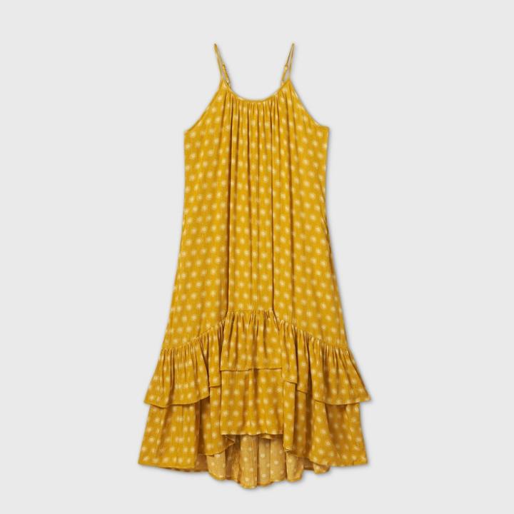 Women's Floral Print Sleeveless Trapeze Dress - Universal Thread Yellow