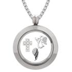 Target Treasure Lockets Silver Plated Stainless Steel Angel Charm Locket And Box Chain Necklace