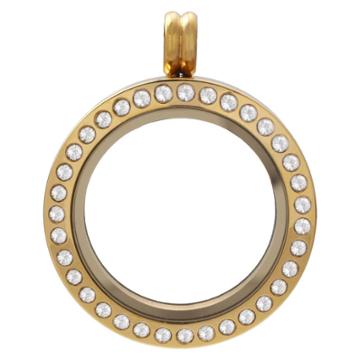 Treasure Lockets Gold Plated Stainless Steel Charm Locket With Crystals, Girl's