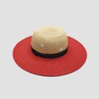 Toddler Girls' Paper Braid Hand Embroidery Floppy Hat - Cat & Jack Beige/red