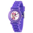 Disney Minnie Mouse Girls' Purple Plastic Time Teacher Watch, Purple Silicone Strap, Wds000137, Girl's