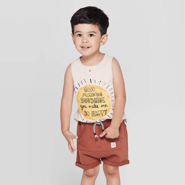 Toddler Boys' Henley 'sun' Pocket Tank Top - Art Class Cream 12m, Boy's, Yellow