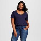 Women's Plus Size Perfect T-shirt - Ava & Viv Navy (blue)