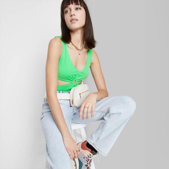 Women's Side Cut Out Tank Bodysuit - Wild Fable Green