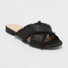 Target Women's Sephorie Satin Frayed Crossband Slide Sandals - A New Day Black