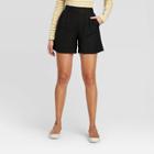 Women's Mid-rise Linen Pull-on Shorts - A New Day Black
