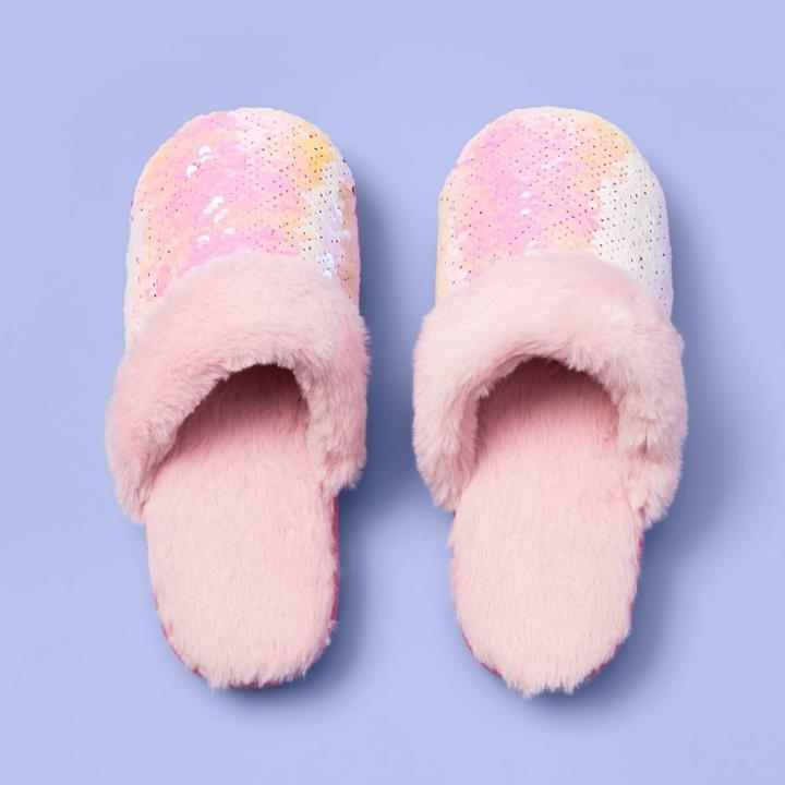 More Than Magic Girls' Sammie Flip Sequin Scuff Slippers - More Than