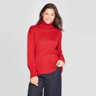 Women's Dolman Sleeve Turtleneck Tunic Sweater - A New Day Red