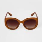 Women's Round Oval Sunglasses - A New Day Brown