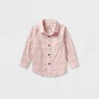 Toddler Boys' Adaptive Long Sleeve Woven Shirt - Cat & Jack Pink Gingham