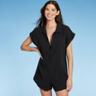 Shade & Shore Women's Short Sleeve Button-up Cover Up Playsuit - Shade &