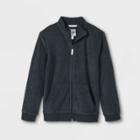 Boys' Loop Terry Full Zip Mock Neck Sweatshirt - Cat & Jack Charcoal Gray