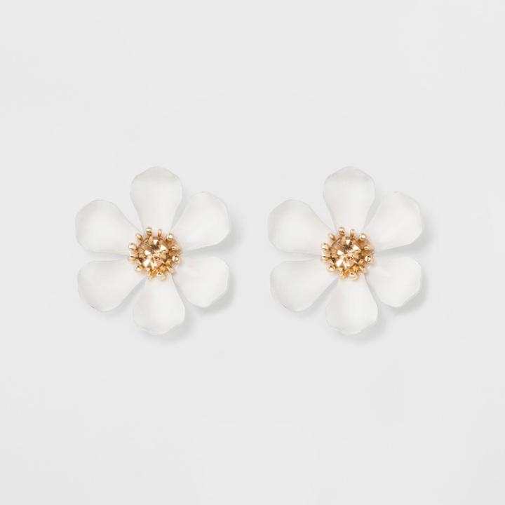 Flower Button Earrings - A New Day White/gold