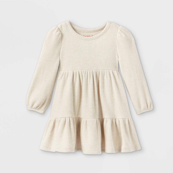 Toddler Girls' Tiered Cozy Long Sleeve Dress - Cat & Jack Oatmeal Heather