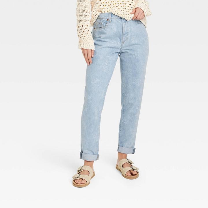 Women's Mid-rise Boyfriend Jeans - Universal Thread Light Wash Floral