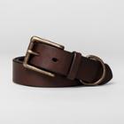 Men's 32mm Overbevel Leather D-ring Belt - Goodfellow & Co - Brown