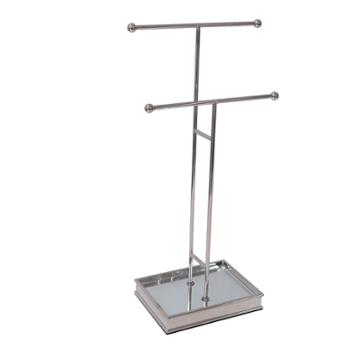 88 Main Double Tier Necklace Stand With Mirror Base Polished Nickel - 88