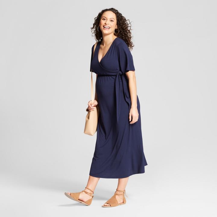 Maternity Knit Wrap Dress - Isabel Maternity By Ingrid & Isabel Navy S, Infant Girl's, Xavier Navy