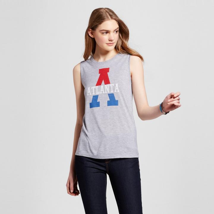 Awake Women's Atlanta Big A Muscle Tank L - Heather Gray (juniors')