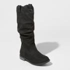 Girls' Evi Microsuede Scrunch Tall Fashion Boots - Cat & Jack Black