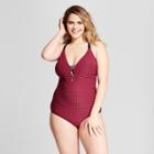 Costa Del Sol Women's Striped Plus Size Crochet One Piece - Burgundy X, Purple