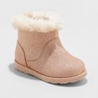 Toddler Girls' Oriole Metallic Fleece Ankle Fashion Boots - Cat & Jack Rose Gold