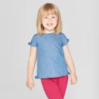 Toddler Girls' Short Sleeve Blouse - Genuine Kids From Oshkosh Chambray