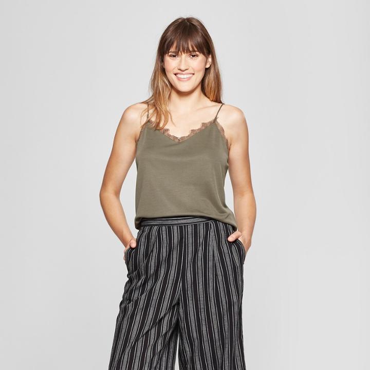 Women's Lace Cami - A New Day Olive (green)