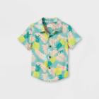 Toddler Boys' Pineapple Print Challis Short Sleeve Button-down Shirt - Cat & Jack Green