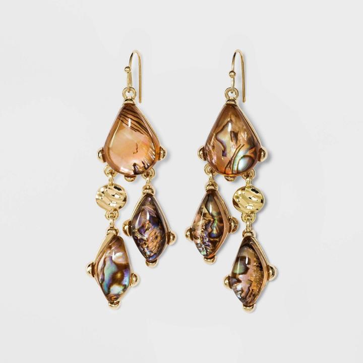 Abalone Dangle Drop Earrings - A New Day Gold