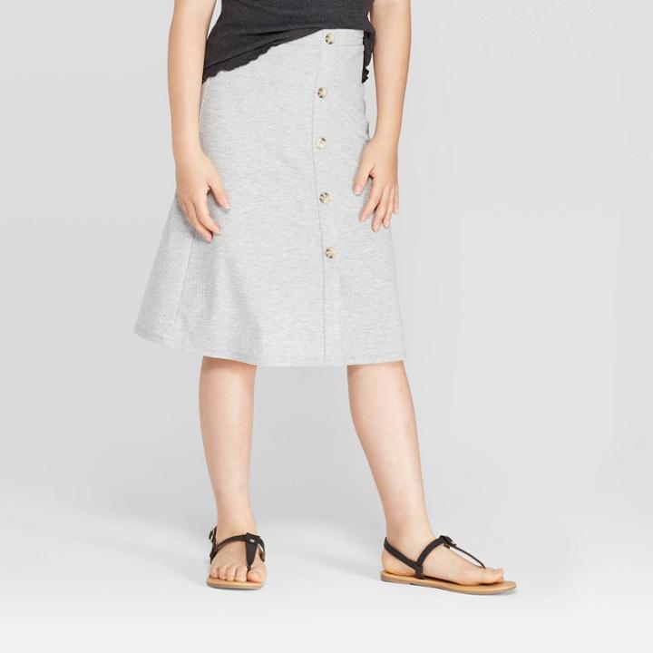 Target Girls' Button Front Skirt - Art Class Gray