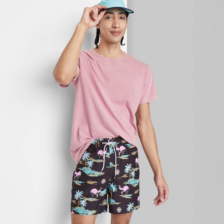 Men's 5.5 Elastic Waist Isle View Swim Shorts - Original Use Black